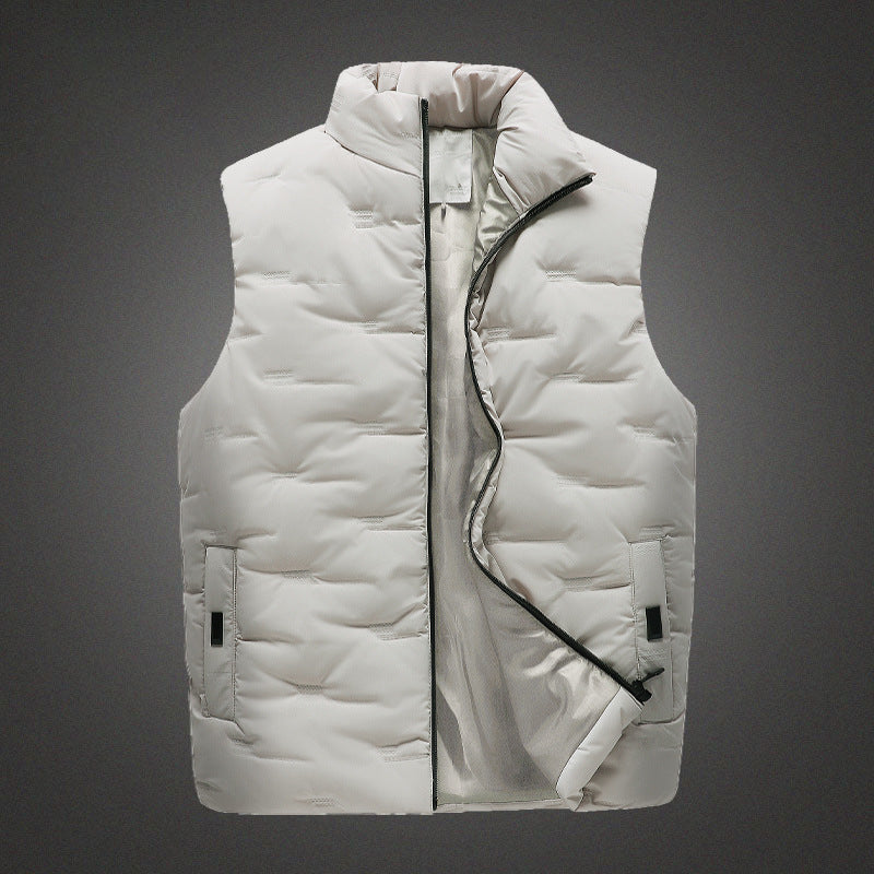 Men's Lightweight Thermal Quilted Vest with High Collar, Windproof Microfiber Shell, and Concealed Zipper Pockets Chichicherry