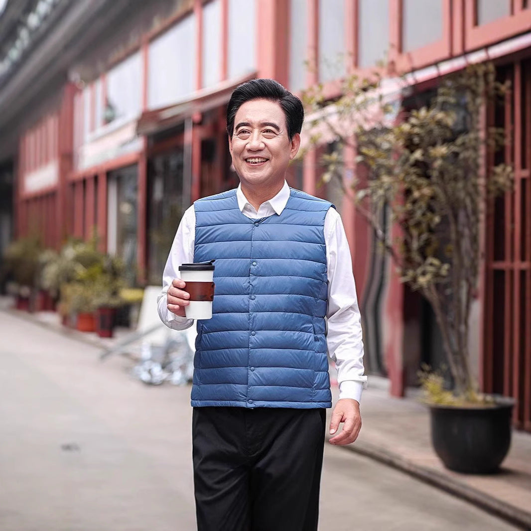 Men's ultra-light padded thermal vest with round neck and snap button closure Chichicherry