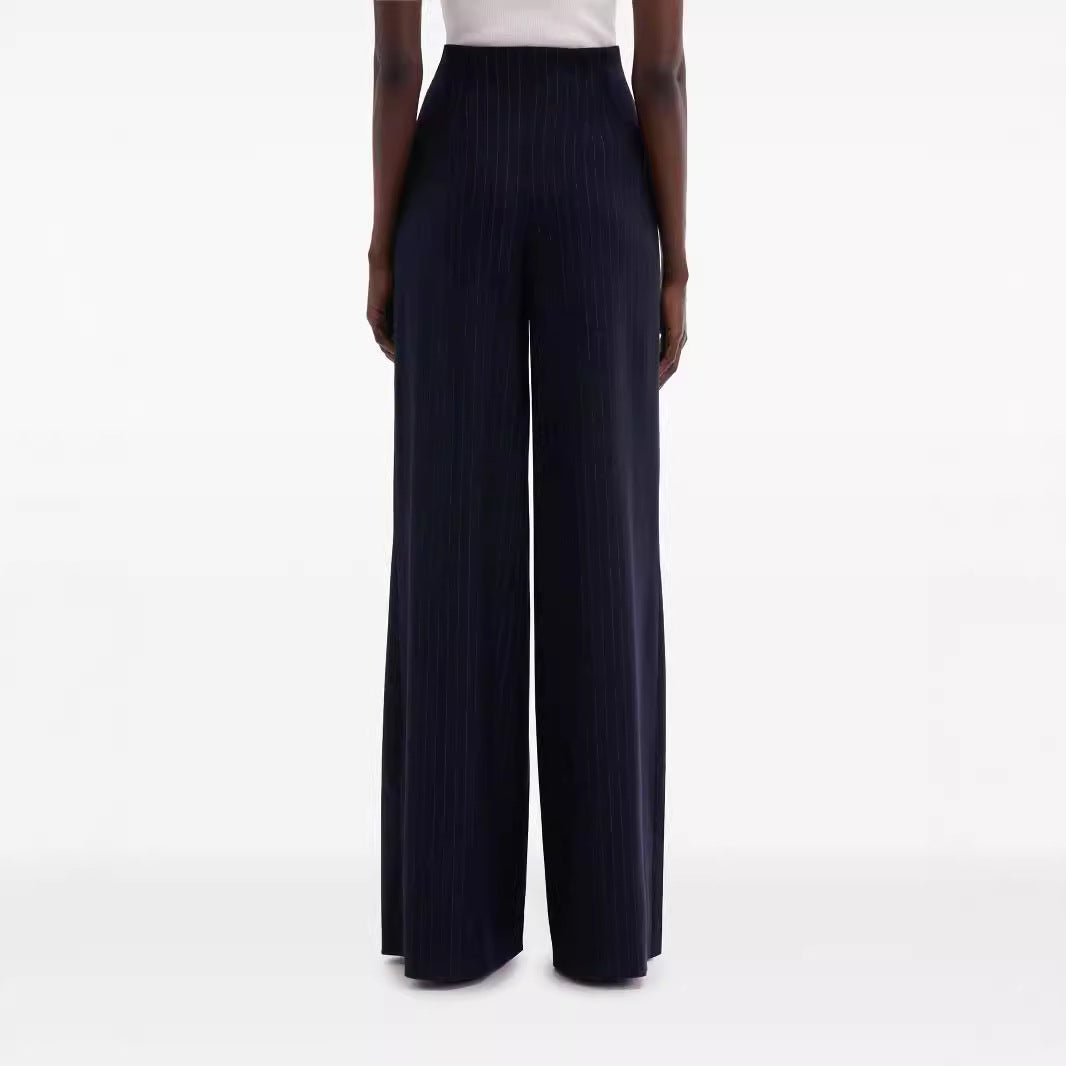 Women's High-Waisted Pleated Palazzo Pants with Wide Leg Chichicherry