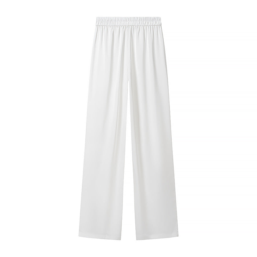 Women Two-Piece Ensemble made of flowing cape with asymmetrical hem and high-waisted wide-leg pants Chichicherry