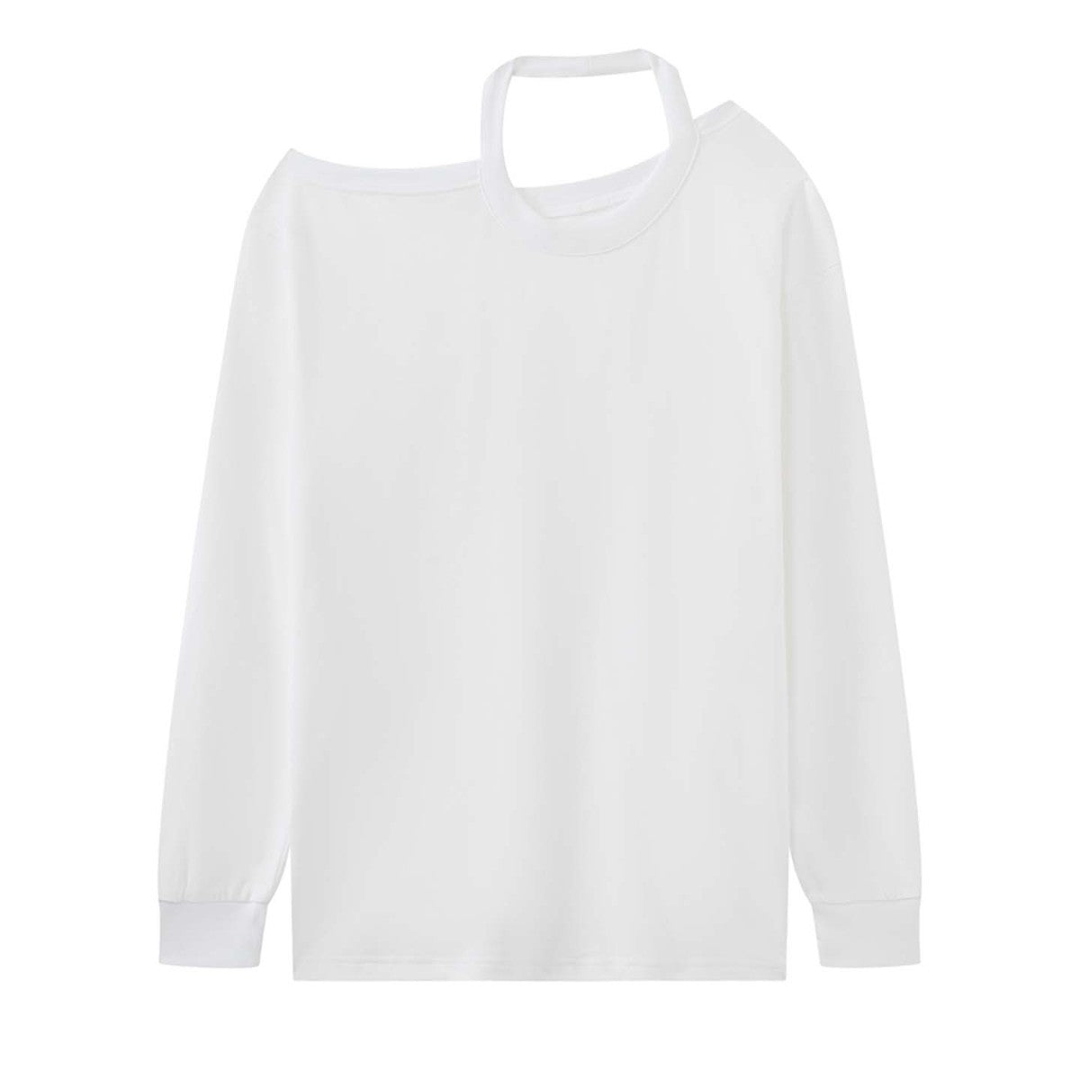 Women's Oversized Longsleeve Cotton Shirt with Round Neck and Drop Shoulder Chichicherry