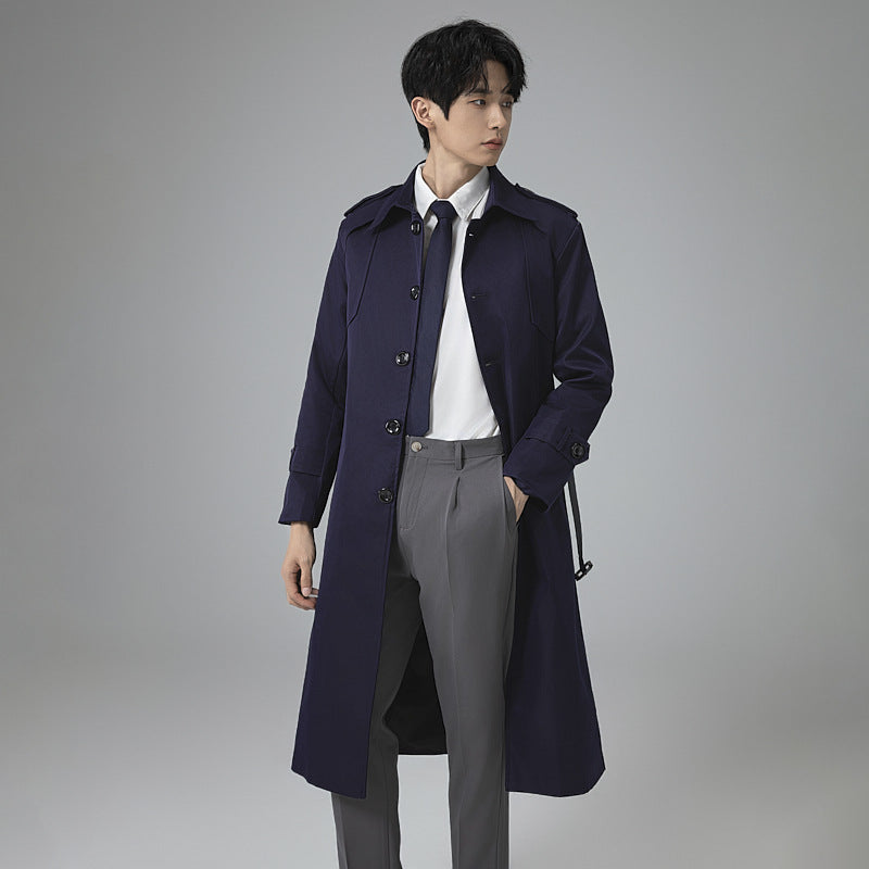 Men's trench coat with waist belt, shoulder flaps and classic button placket Chichicherry