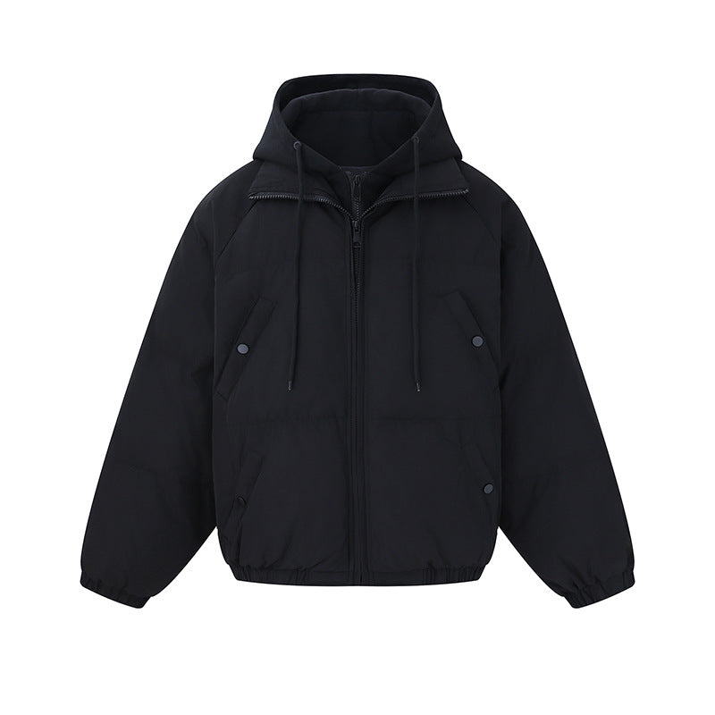 Unisex Short Boxy Quilted Hoodie with Fleece Lining and Elastic Hem Chichicherry