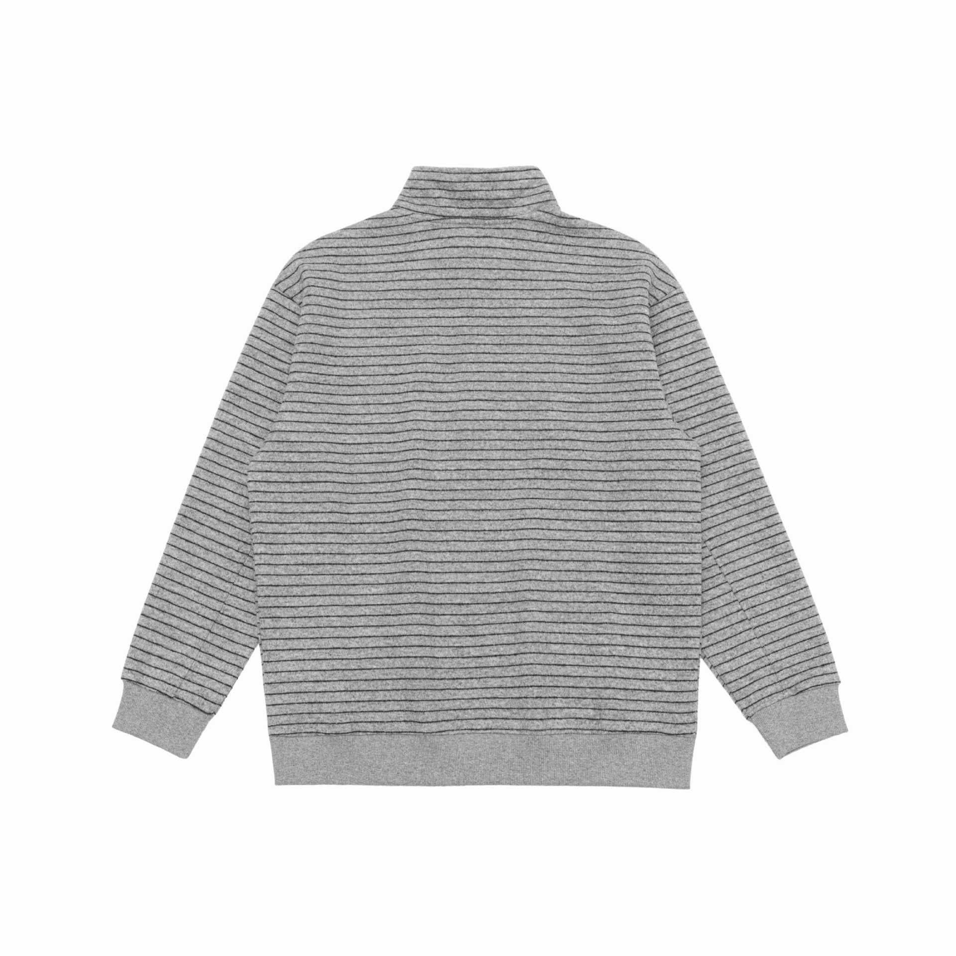 Men's Fine Knit Half-Zip Sweater with Stand-Up Collar and Fine Stripes Chichicherry