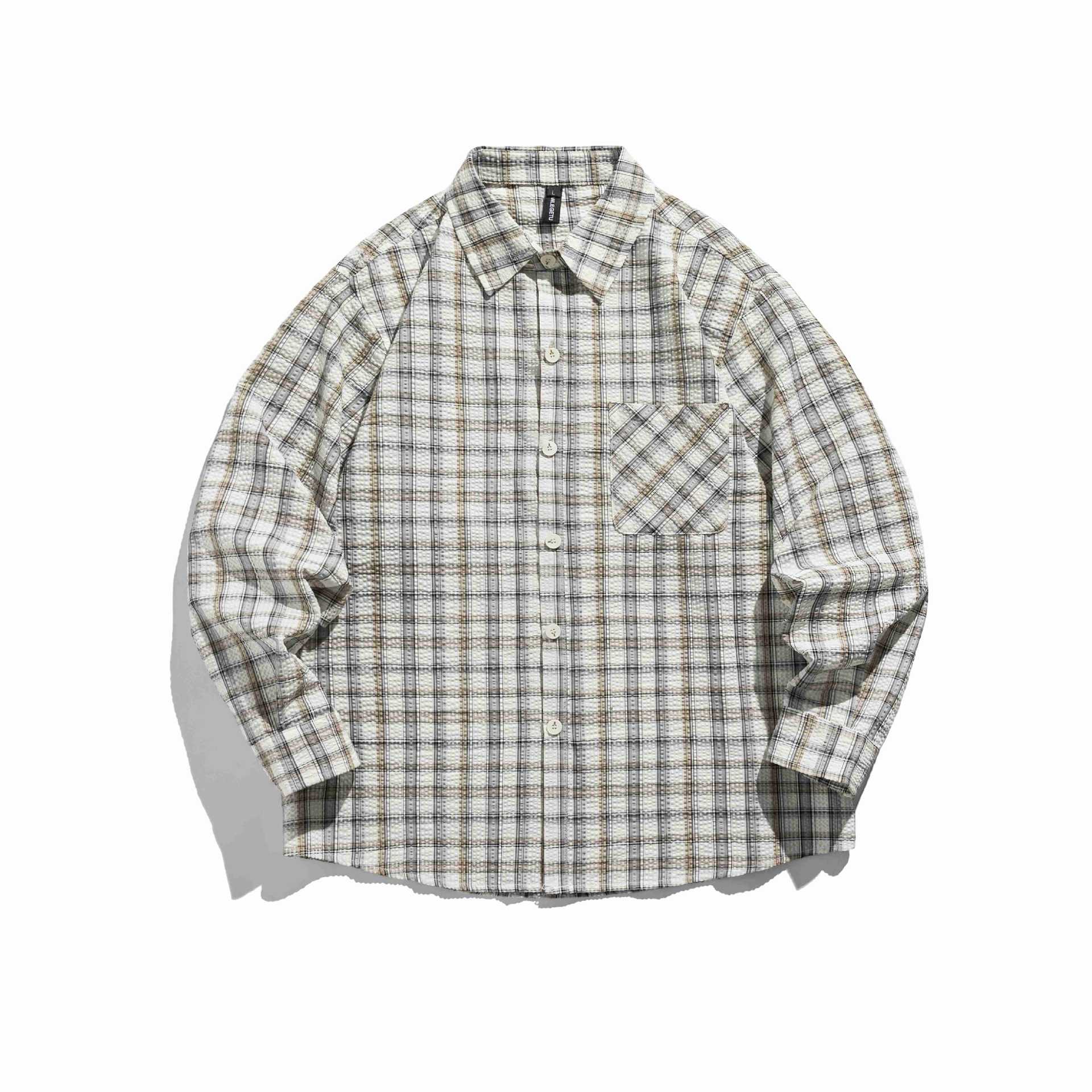 Women Oversized checkered shirt jacket with quilted structure Chichicherry