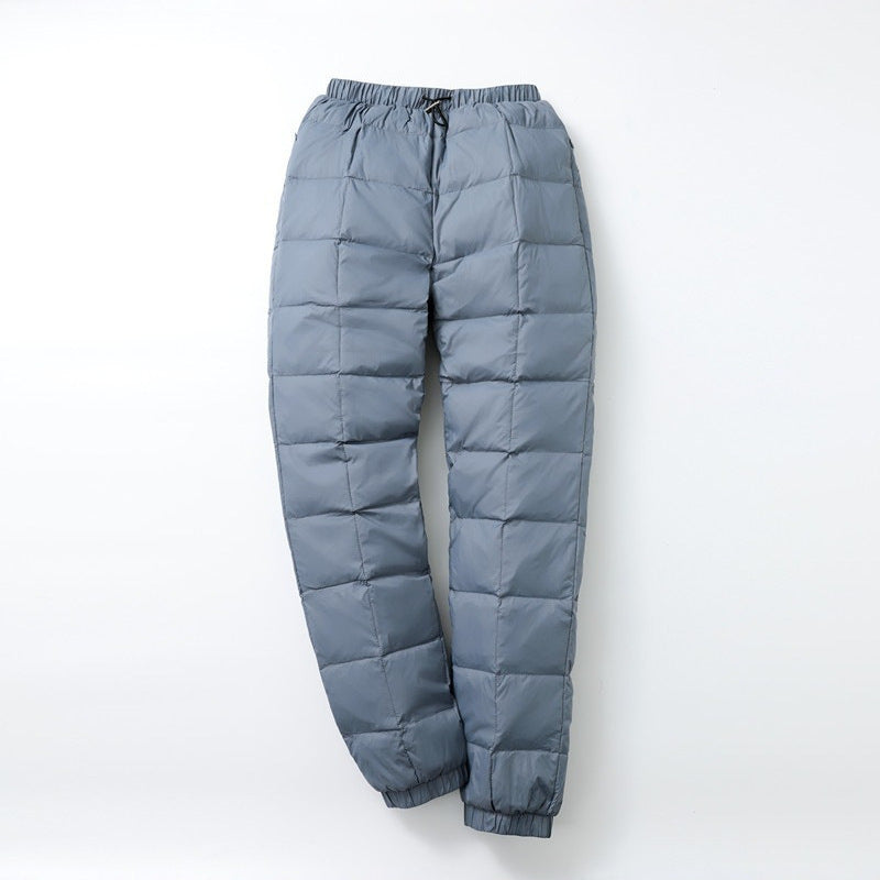 Men's Padded Thermal Pants with Check Quilting and Elastic Hem Chichicherry