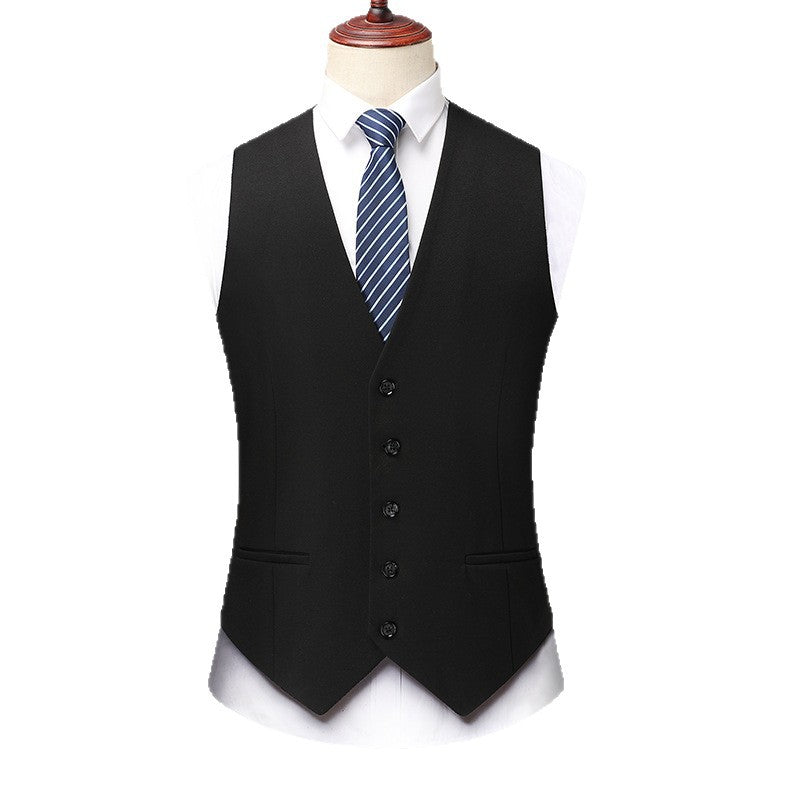 Men's Elegant Slim-Fit Suit Vest with V-Neck and Flap Pockets Chichicherry
