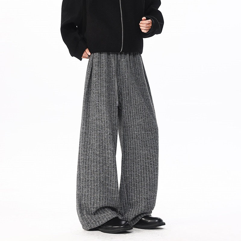 Women's loosely cut ribbed knit pants with drawstring waistband and extra wide leg Chichicherry