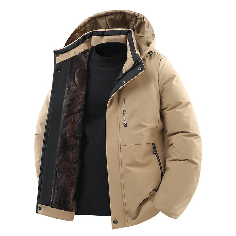 Men's Thermally Insulated Quilted Jacket with Faux Fur Lining and Hood Chichicherry