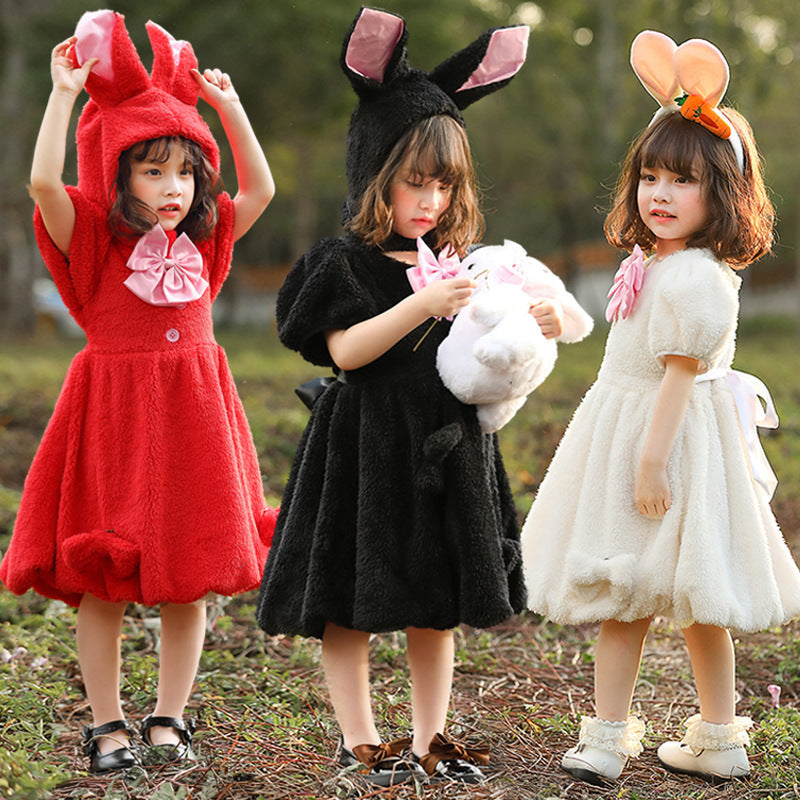 Girl plush bunny costume with hood and large ears detail Chichicherry