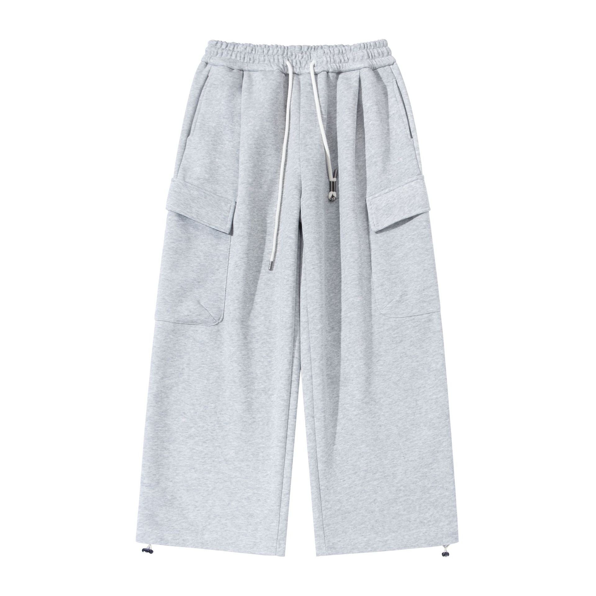 Unisex Cropped Cargo Sweatpants with elastic waistband, drawstring and adjustable hem
