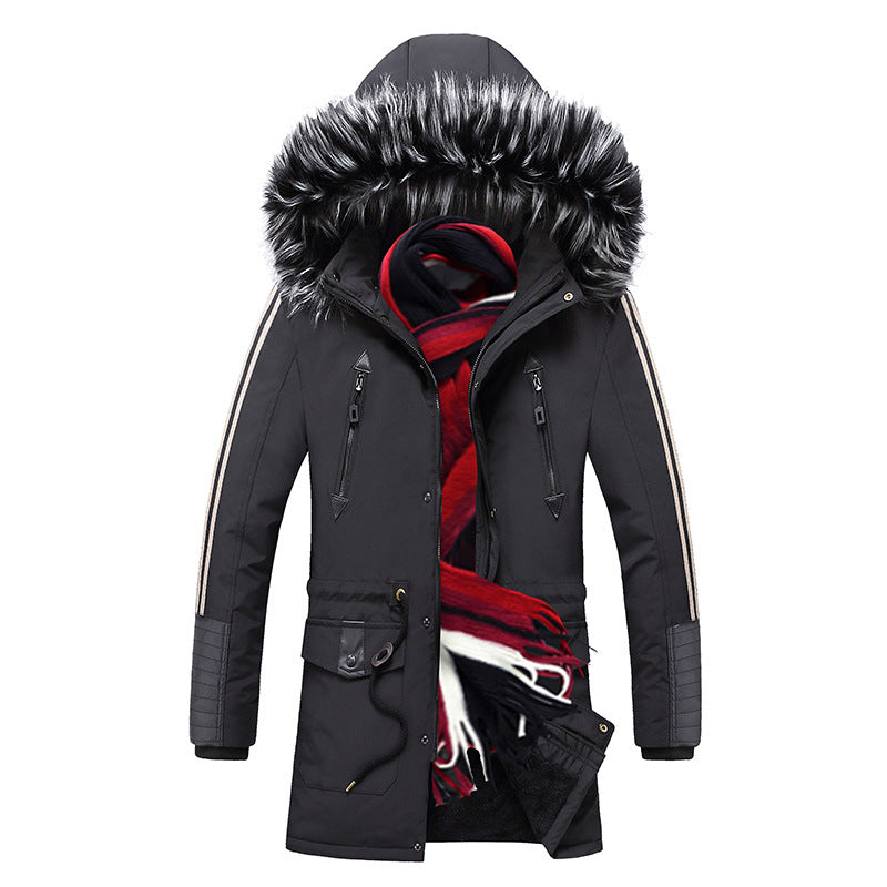 Men's longer winter parka with synthetic fur hood, padded thermal insulation and multifunctional pockets Chichicherry