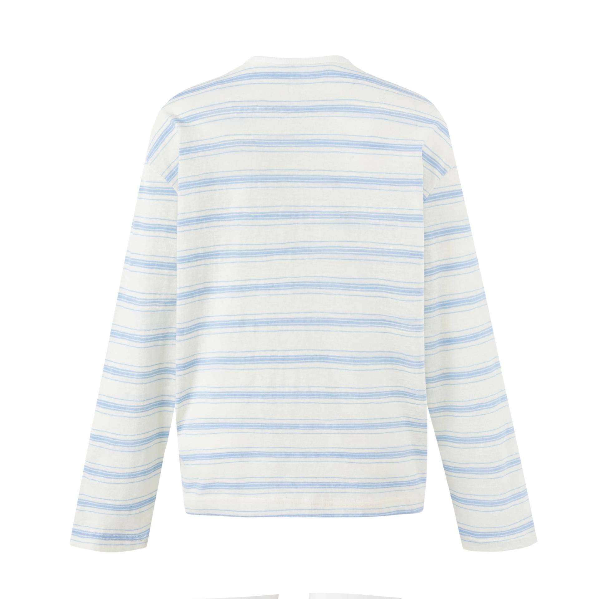 Women Striped Long Sleeve Henley Shirt made of lightweight cotton blend Chichicherry