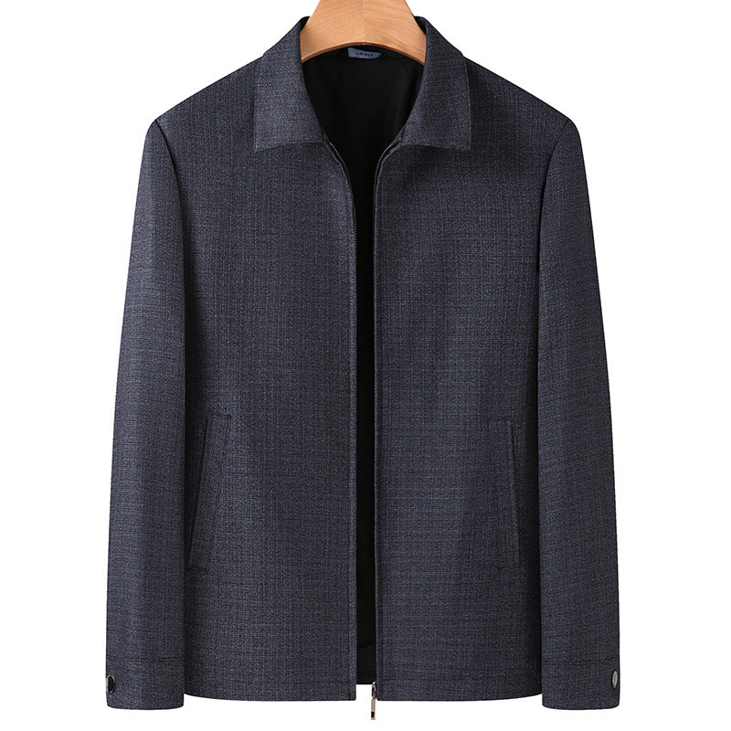Men's Elegant Transition Jacket in Blouson Style made of Structured Wool Blend with Concealed Zipper Chichicherry