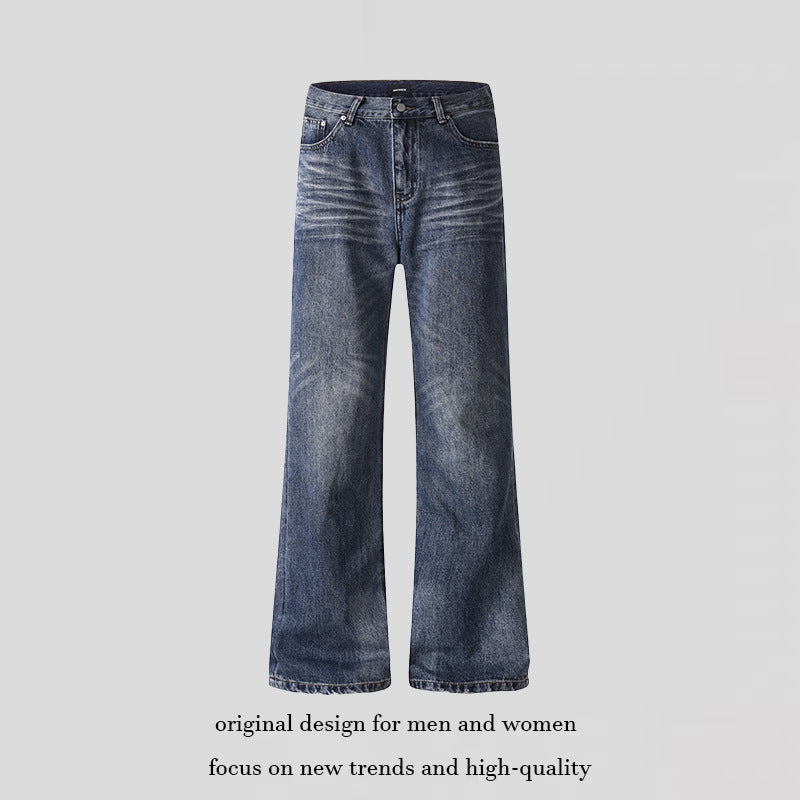Women's wide cropped jeans with high waist and used effect Chichicherry