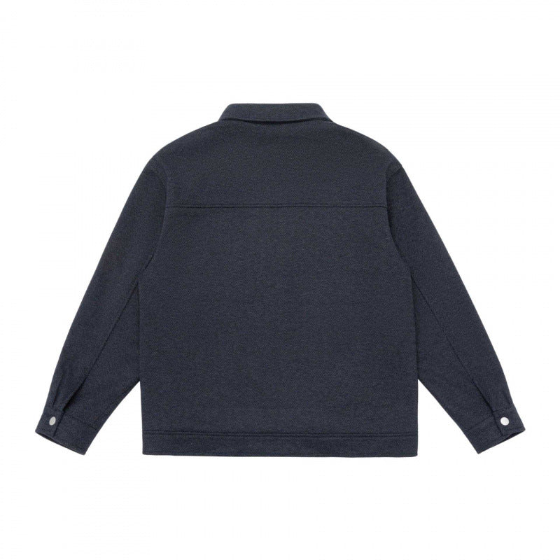 Men's Boxy Shirt Jacket with Zipper, Chest Flaps and Patch Pockets Chichicherry