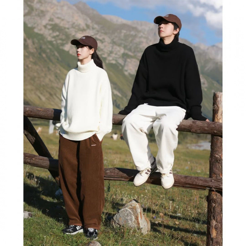 Damen Oversize-Rollkragenpullover aus weichem Baumwollmix mit gerippten Bündchen und verlängertem Saum Chichicherry