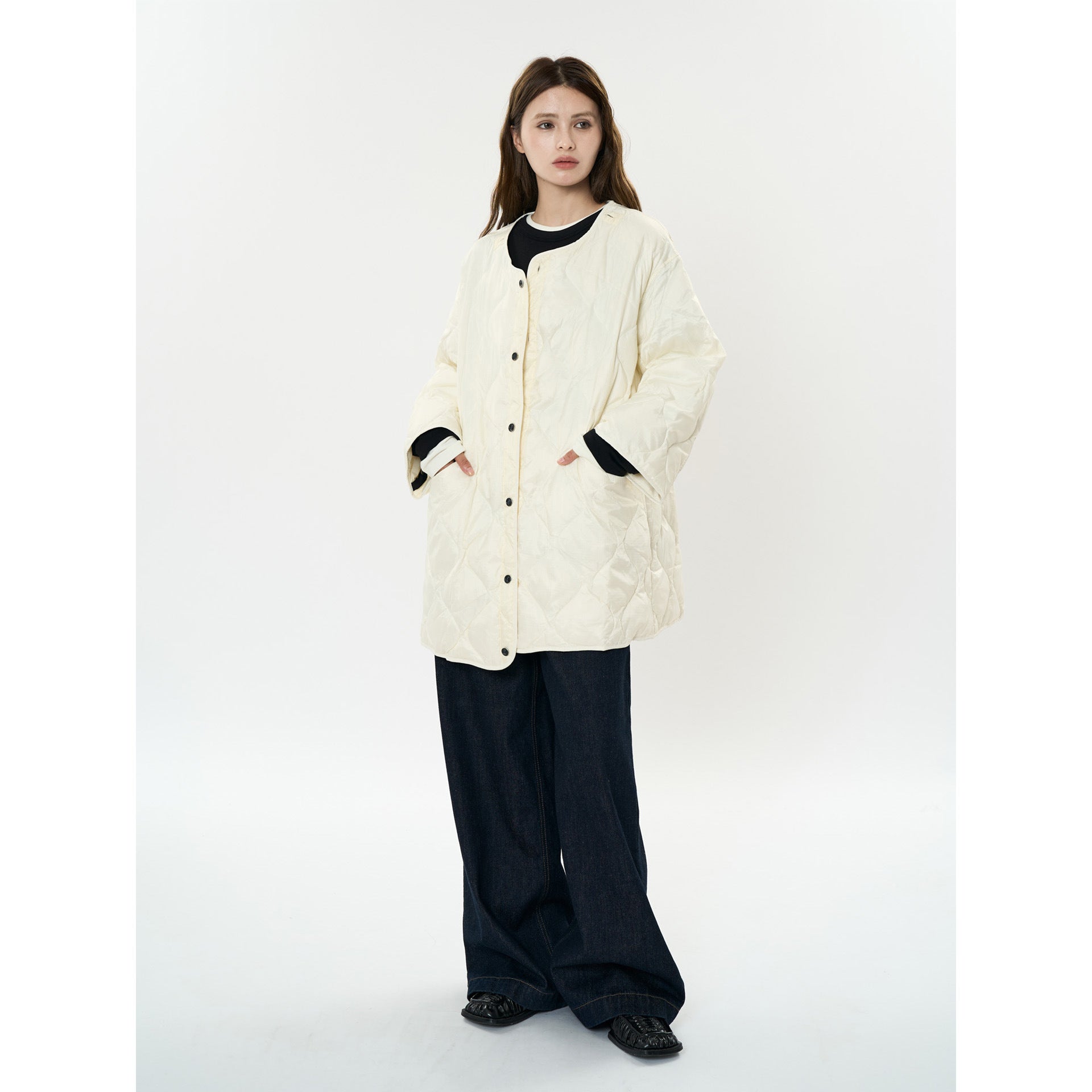 Women’s Long Parka Coat with Removable Teddy Collar and Quilted Inner Jacket Chichicherry