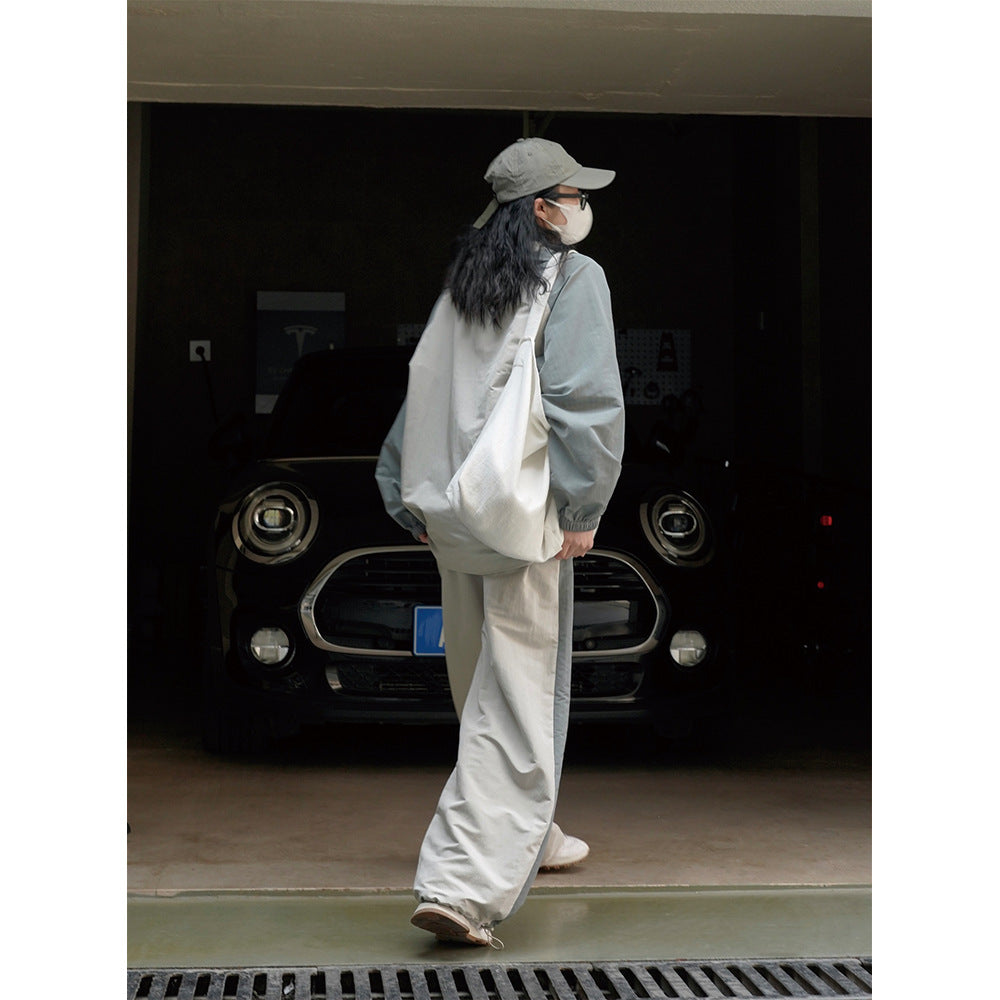 Women Wide High-Waist Track Pants in Palazzo Cut with Contrasting Side Stripe Chichicherry