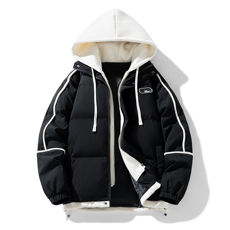 Women's short quilted jacket with contrasting fleece hood and drawstring Chichicherry