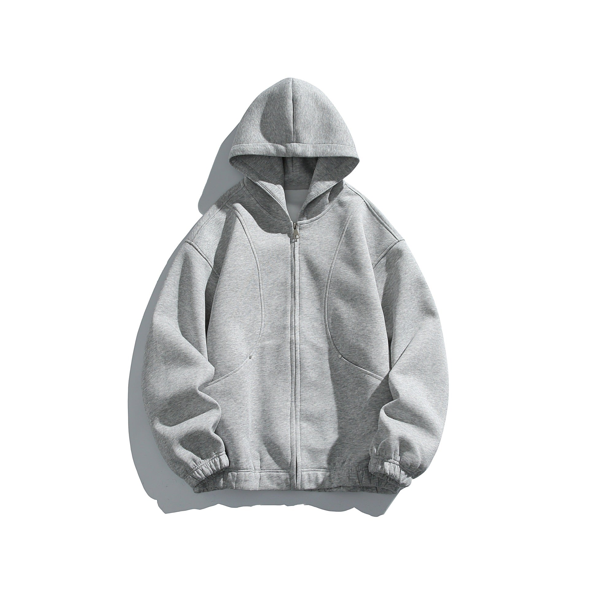 Unisex hoodie jacket with full zip, textured neoprene look and bubble pleat details Chichicherry