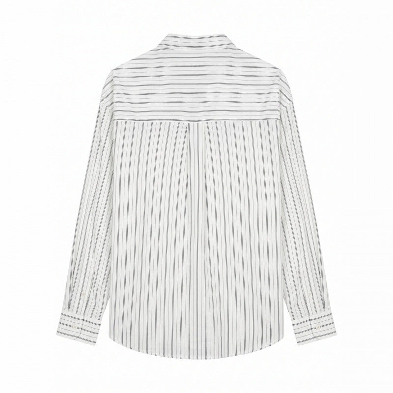 Men's Long-Sleeved Relaxed-Fit Pinstripe Shirt made of Linen-Cotton Blend with Kent Collar Chichicherry