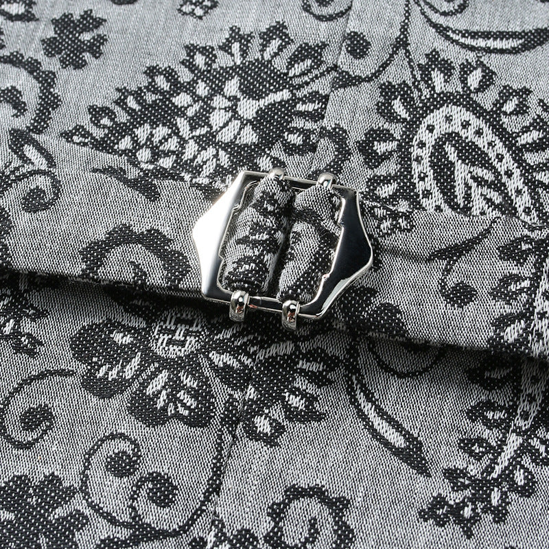 Men's Tailored Suit Vest with Paisley Jacquard and V Neck Chichicherry