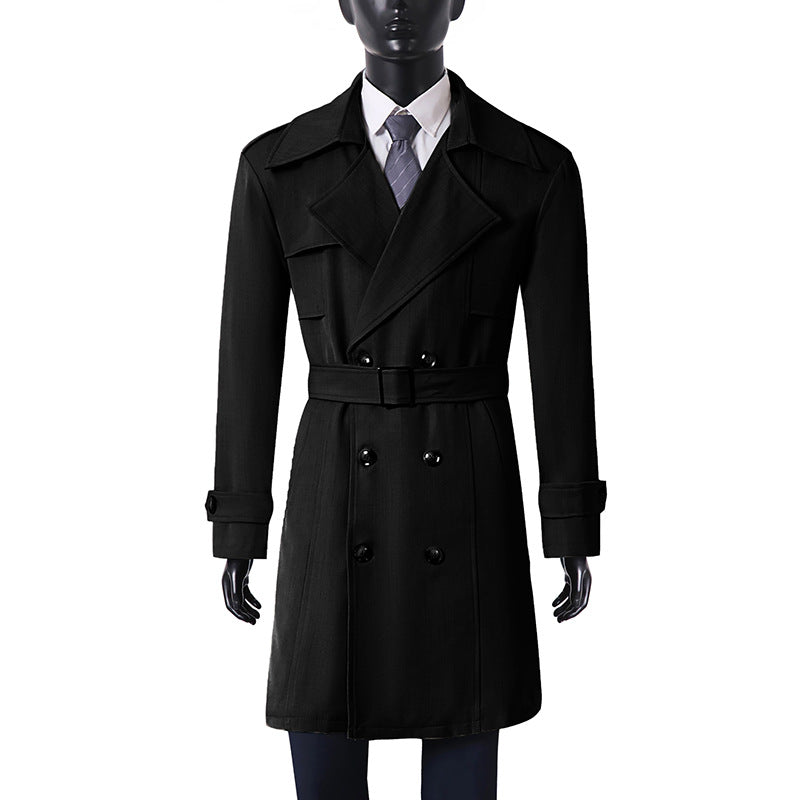 Women's Double-Breasted Trench Coat with Wide Shawl Collar and Epaulettes Chichicherry