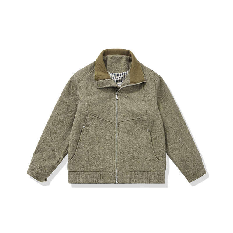 Men's short-cut fleece jacket with cord collar and quilted lining Chichicherry