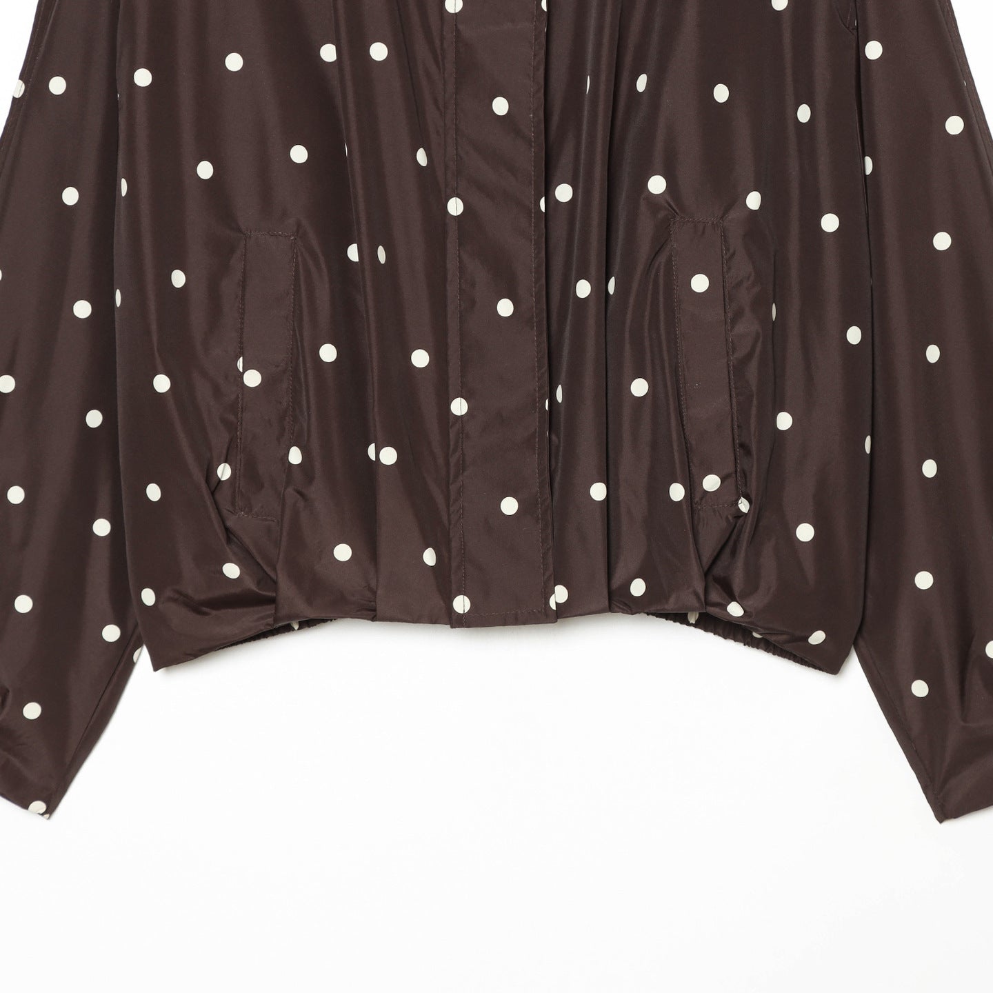 Women's Dotted Lightweight Transition Jacket with Funnel Collar and Elastic Hem Chichicherry
