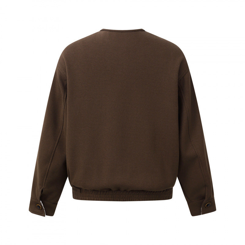 Men's short jacket without collar with striped inner lining and elastic hem Chichicherry