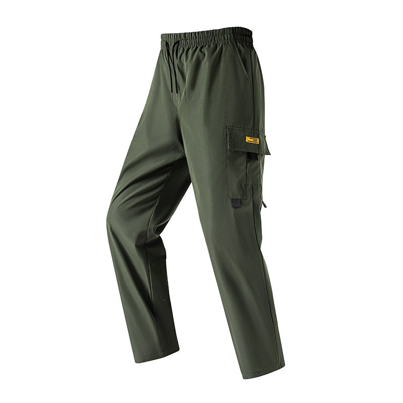 Men's Lightweight Utility Cargo Pants with Elastic Waistband, Drawstring & Side Flap Pocket Chichicherry