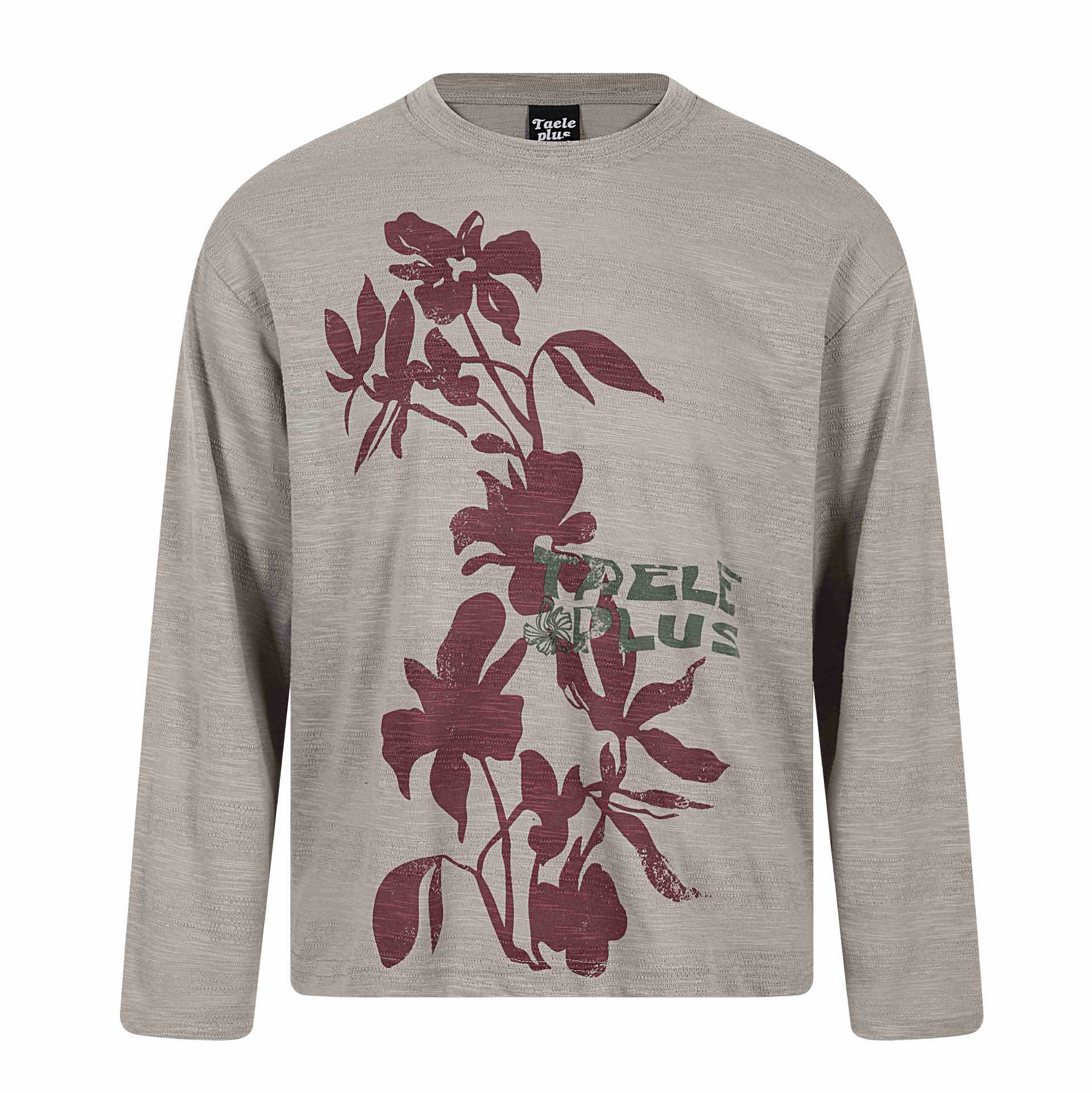 Unisex Oversize-Long Sleeve Shirt made of Slub Jersey with Floral Print Chichicherry