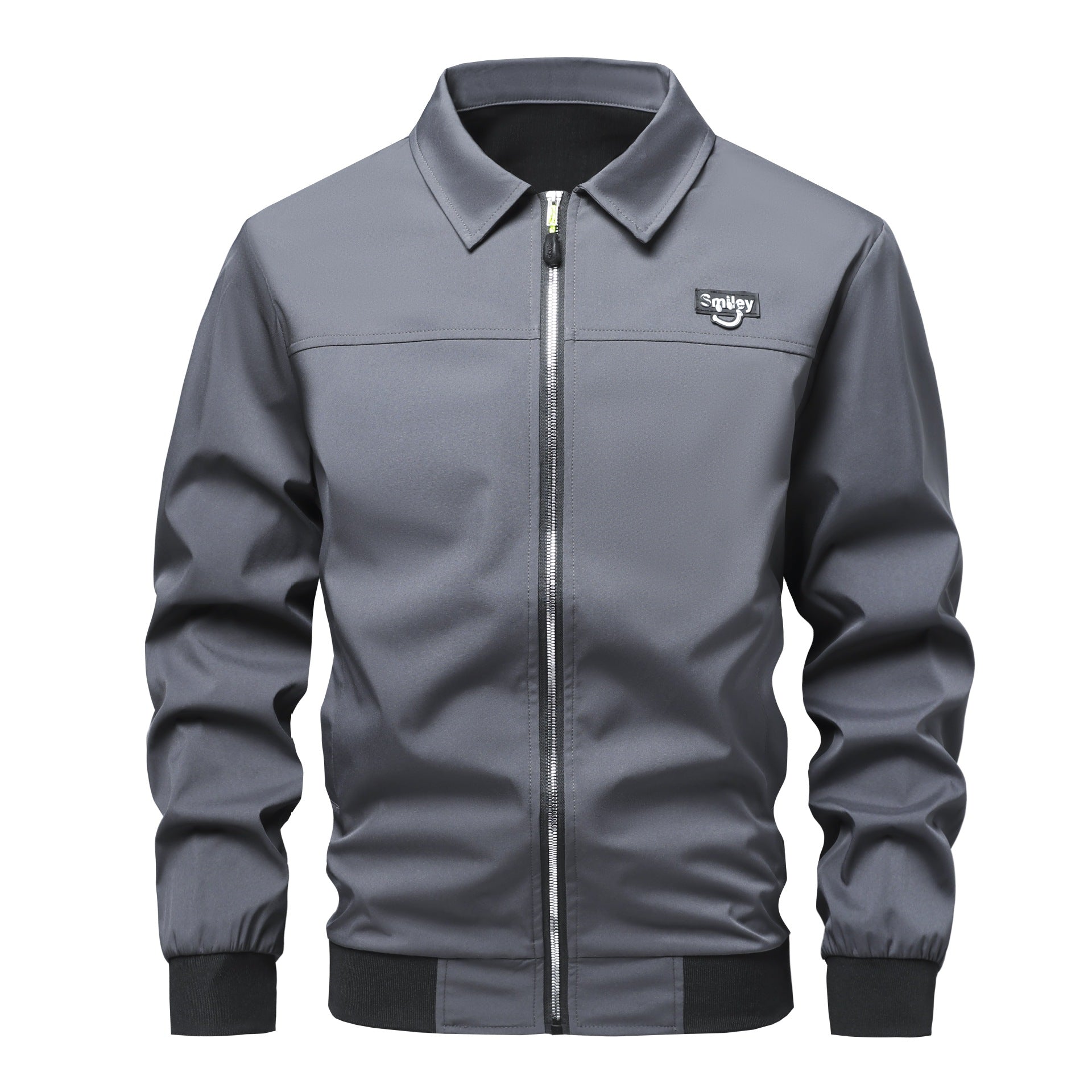 Men's Collar-Zip Blouson made of softshell with ribbed cuffs & Smiley patch Chichicherry
