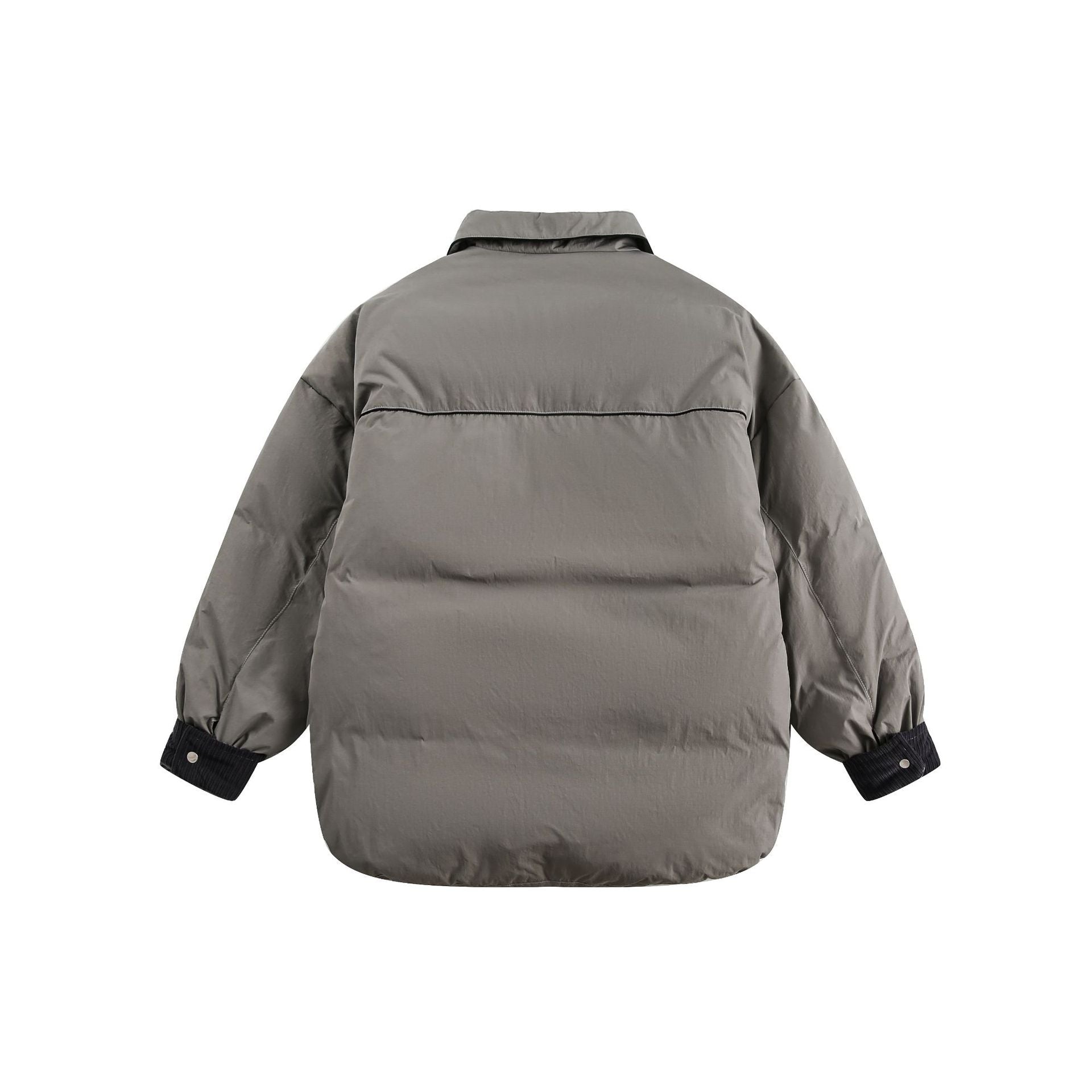 Unisex Short Cut Quilted Blouson Jacket with Shirt Collar and Cord Cuffs Chichicherry