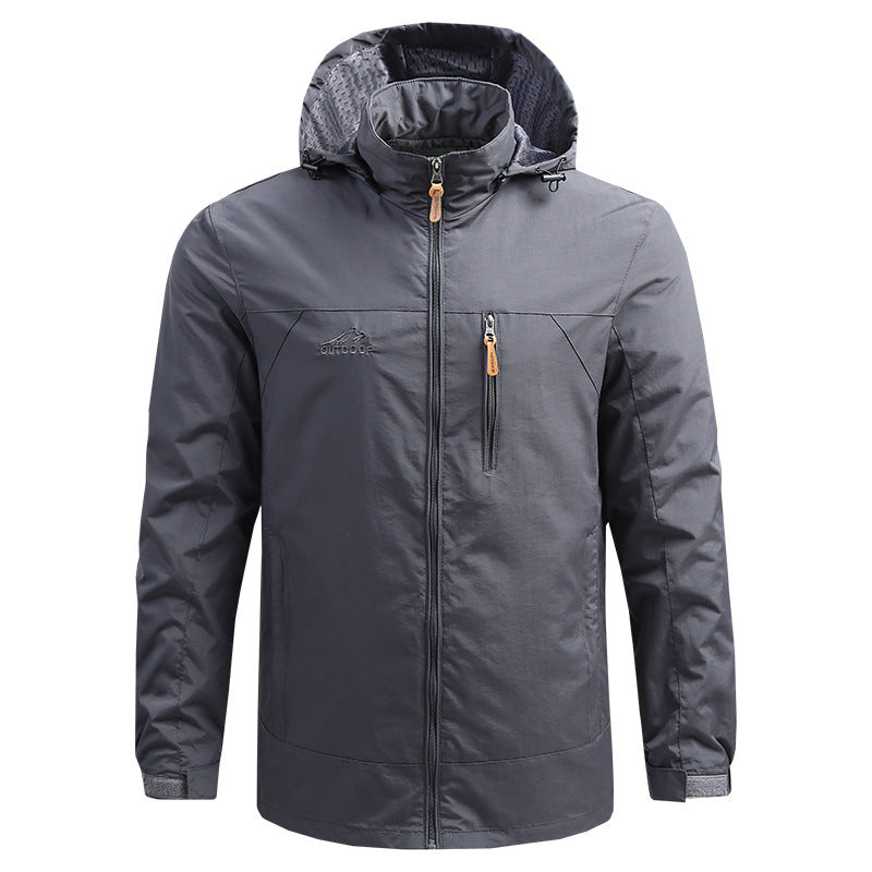 Men's Lightweight Breathable Outdoor Jacket with Hood, Chest Zip and Wind-Resistant Shell Chichicherry