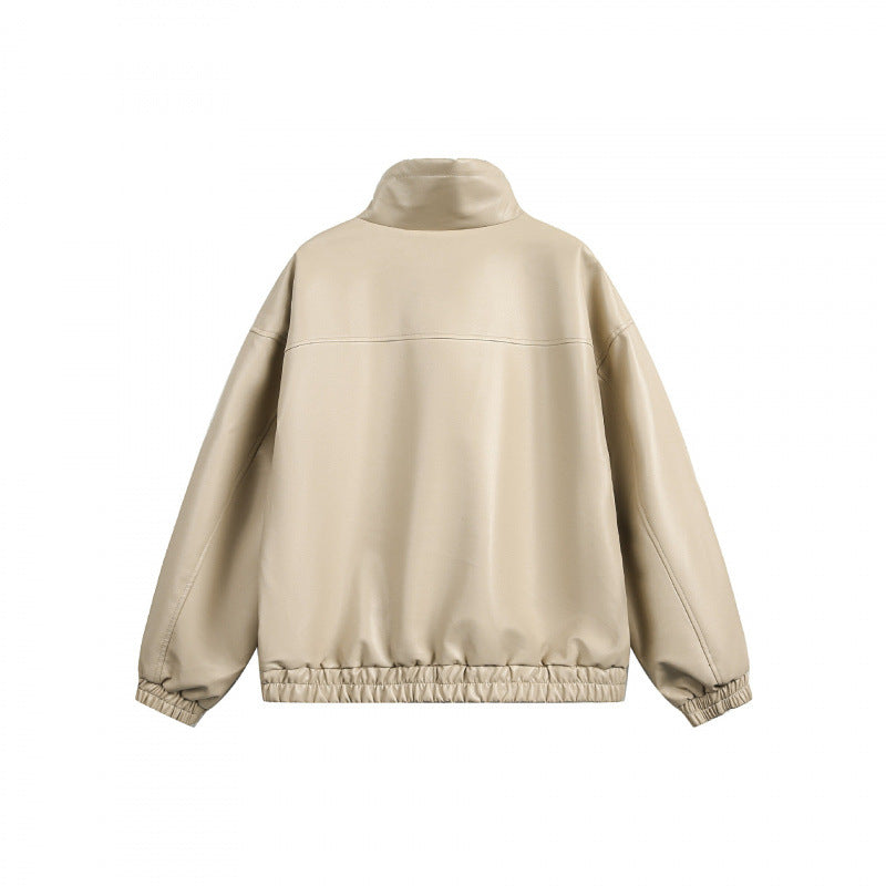 Unisex Short Cut Oversized Jacket with Toggle Closures, High Standing Collar and Elastic Hem Chichicherry