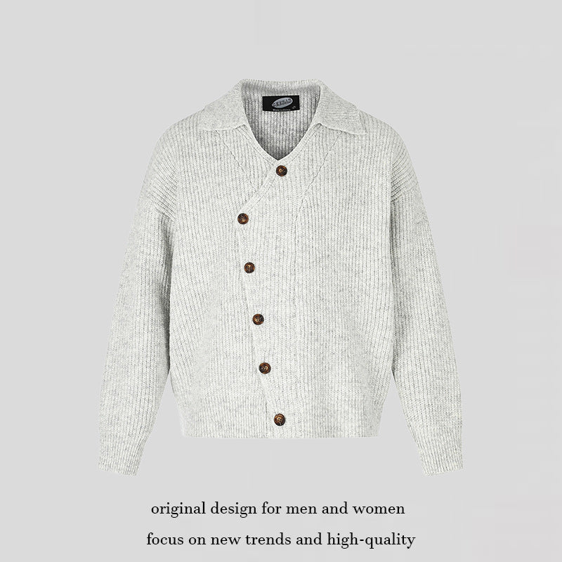 Ladies oversized cardigan with asymmetrical button placket and shirt collar Chichicherry