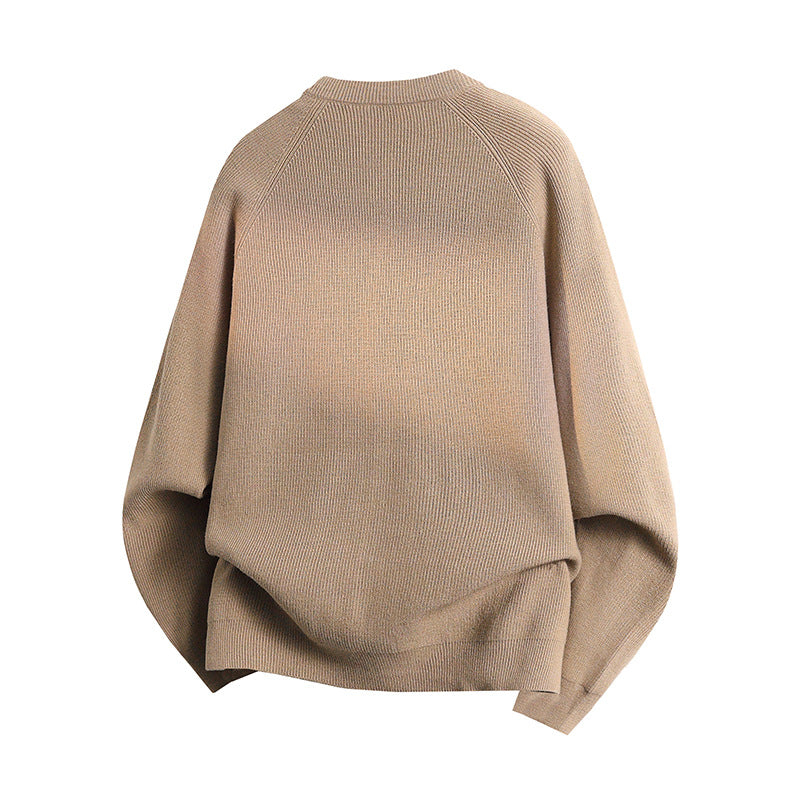 Unisex Leichter Feinstrick-Cardigan mit Rundhalsausschnitt, Brusttasche und Raglanärmeln Chichicherry