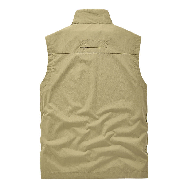 Men's multifunctional utility vest with mesh lining, stand-up collar and multiple pockets Chichicherry