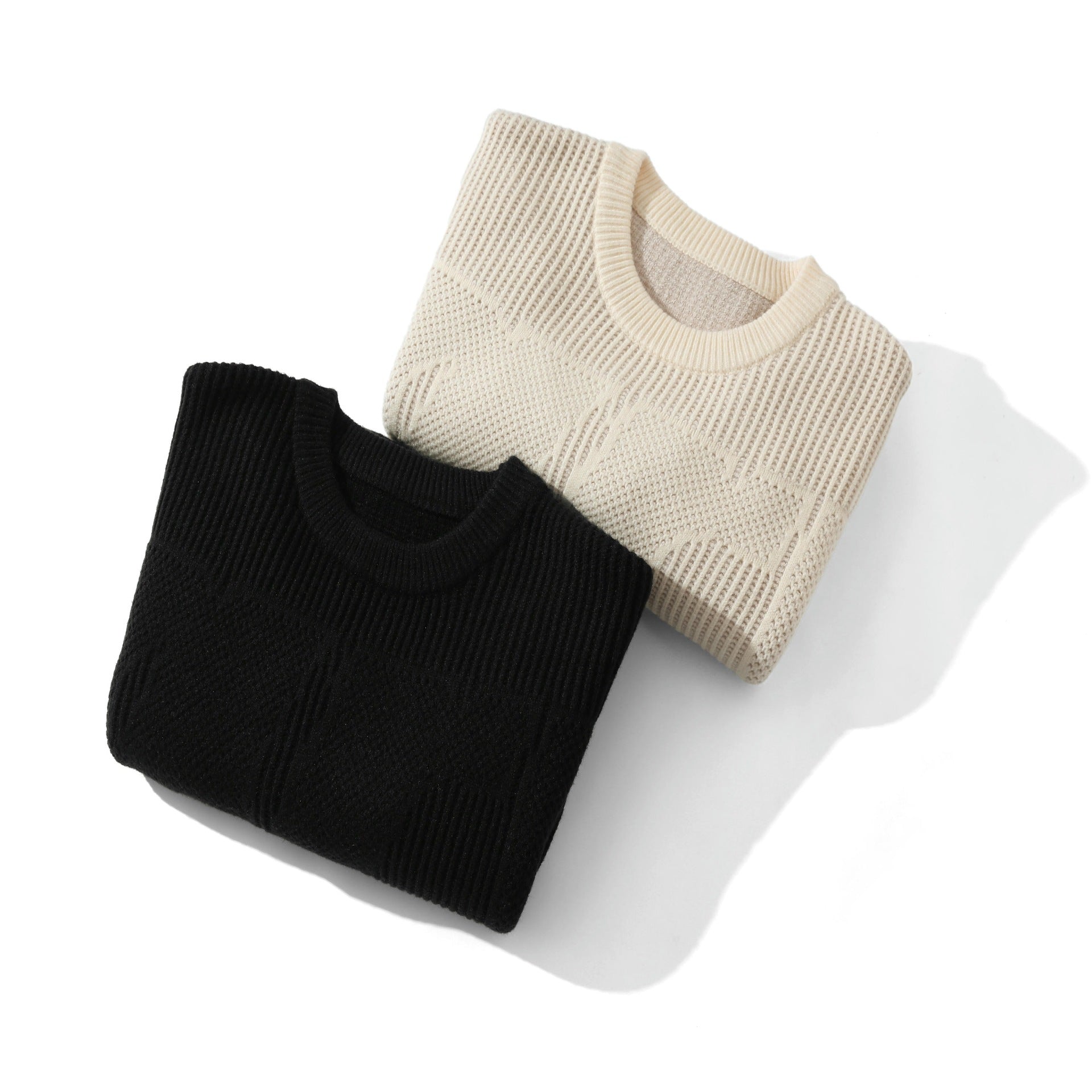 Unisex Structured Oversize Round Neck Sweater with Panel Knit Chichicherry