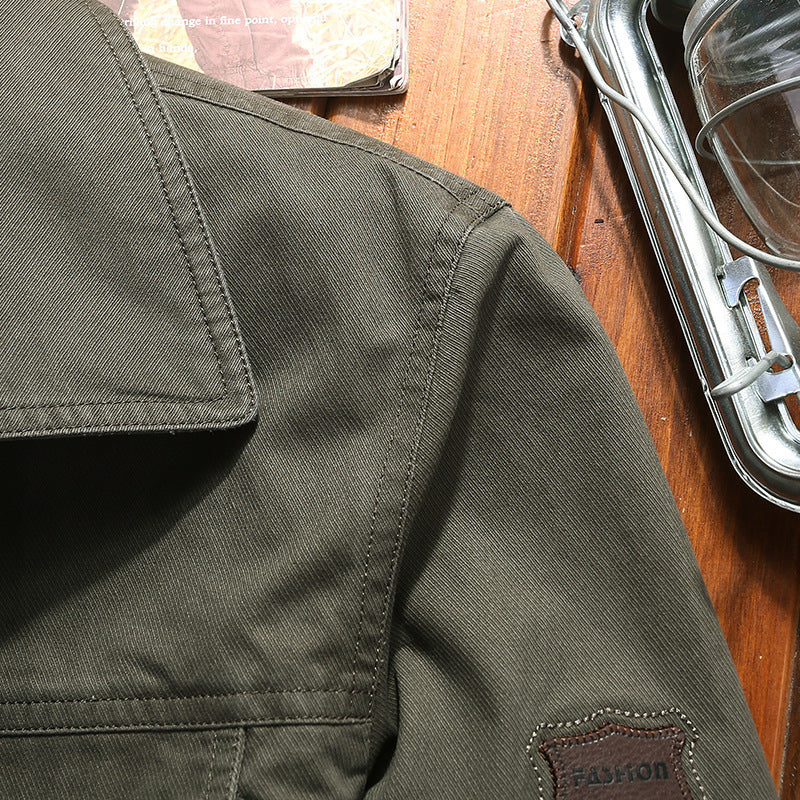 Men's robust canvas field jacket with chest pocket, stitch detail, and shirt collar Chichicherry