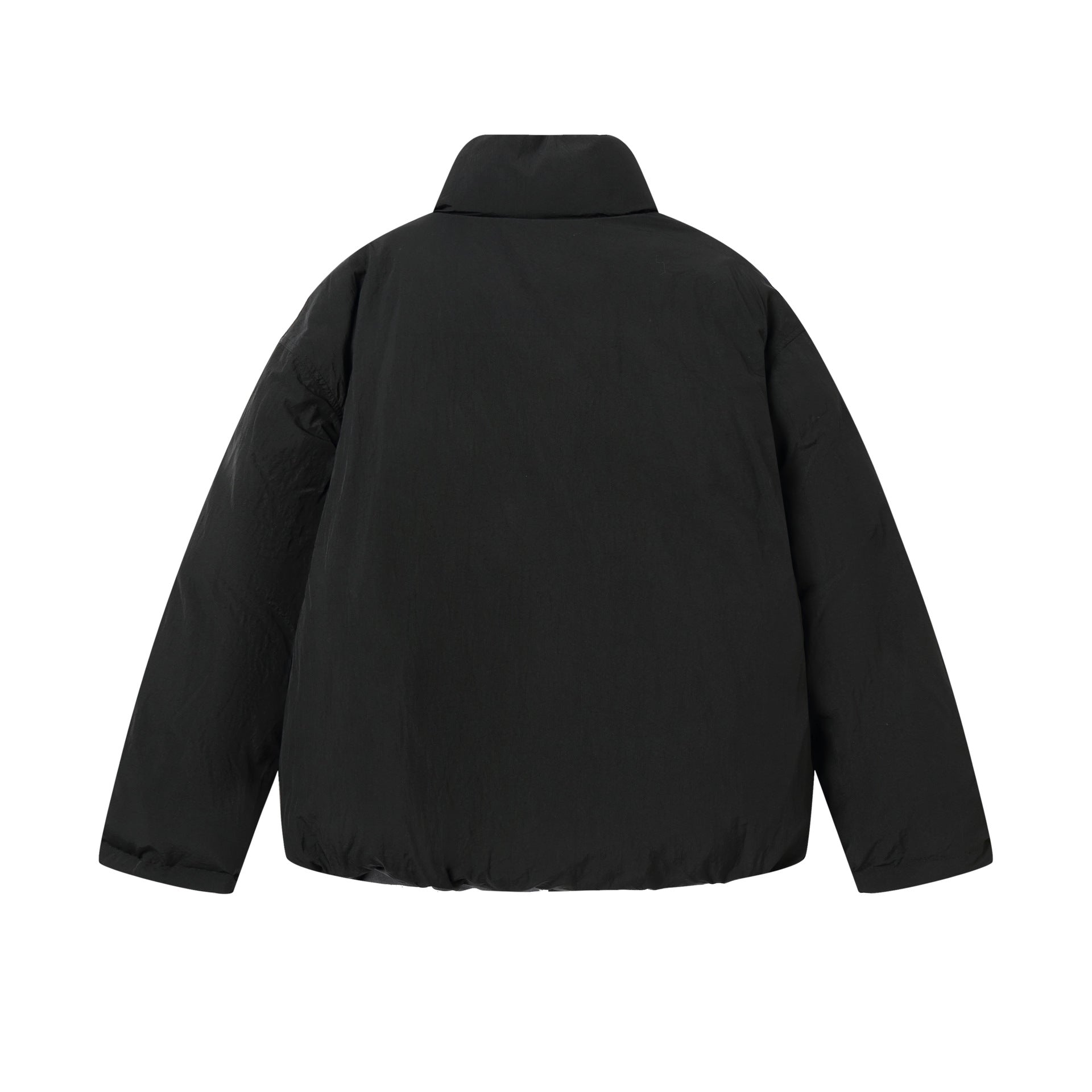 Unisex Reversible Puffer Jacket Short with High Stand-Up Collar and Concealed Closure Chichicherry