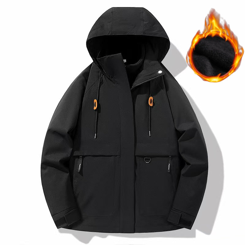 Men's Padded Softshell Functional Jacket with Hood, Fleece Inner Lining & Concealed Zipper Chichicherry