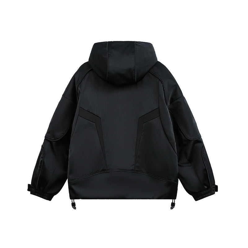 Unisex technical padded hoodie with utility pockets and adjustable hem Chichicherry