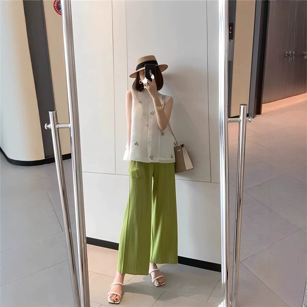 Women's Elegant Pleated Pants Drune
