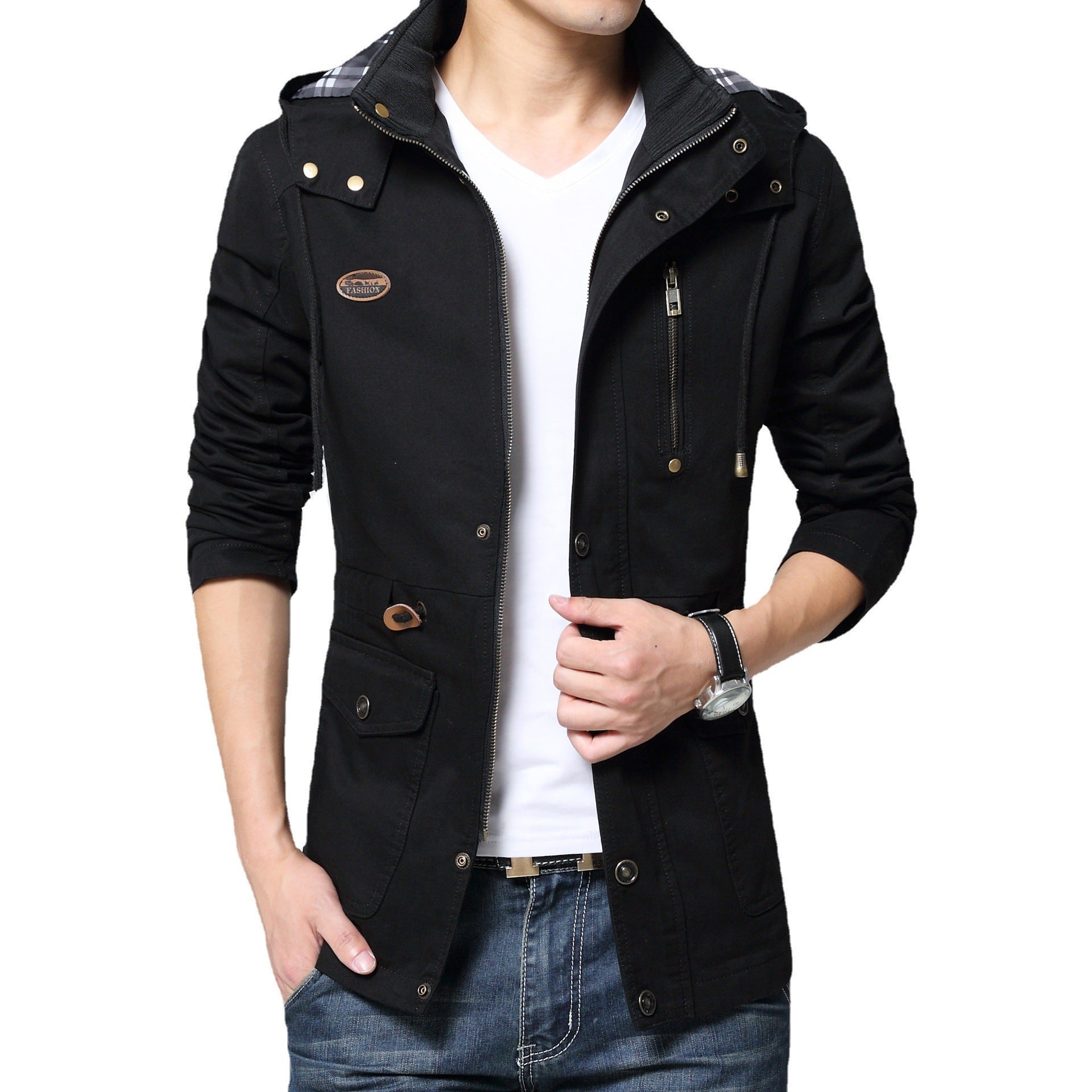 Men's Urban Cotton Parka with Drawstring, Chest Zipper and Ribbed Inner Collar Chichicherry