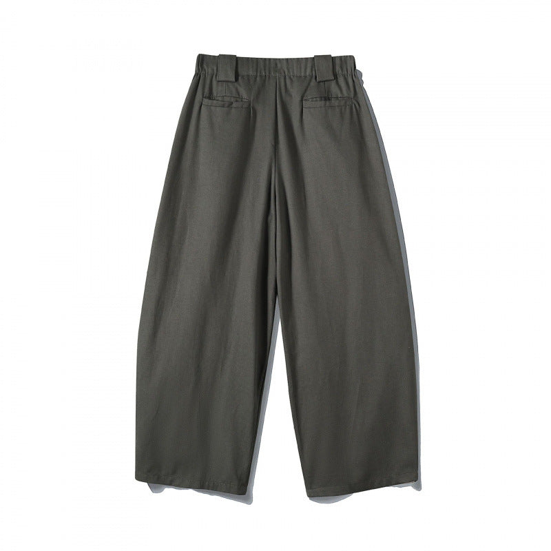 Men's wide-cut pleat-front trousers with cropped leg length Chichicherry