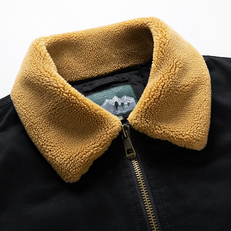 Men's Thermo Bomber Jacket in Aviator Style with Teddy Lining and Flap Pockets Chichicherry