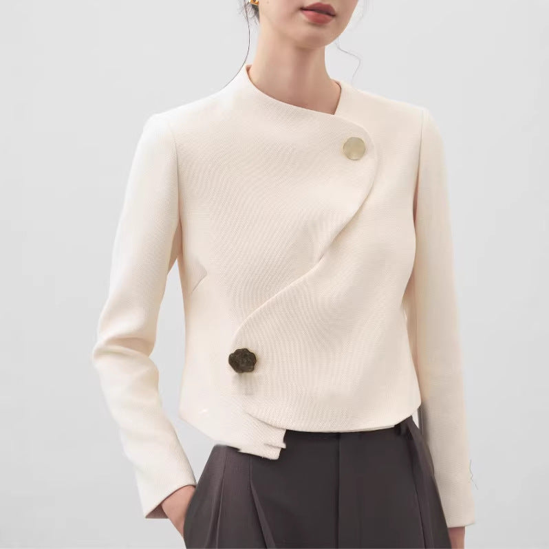 Ladies Elegant cropped blazer jacket with asymmetric cut Chichicherry